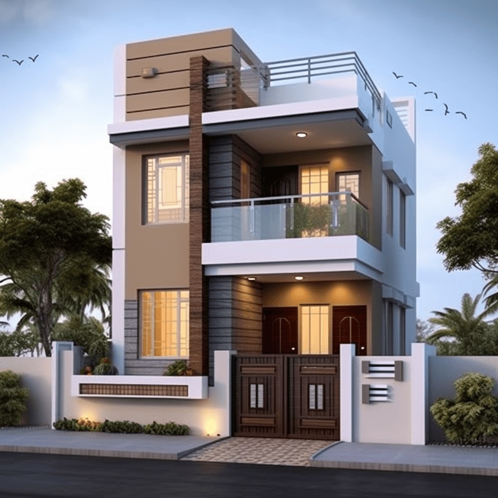 double floor normal house front elevation designs