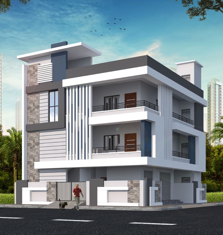 Indian Double Floor House Front Elevation Designs