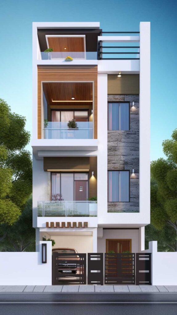 low cost double floor house front elevation designs