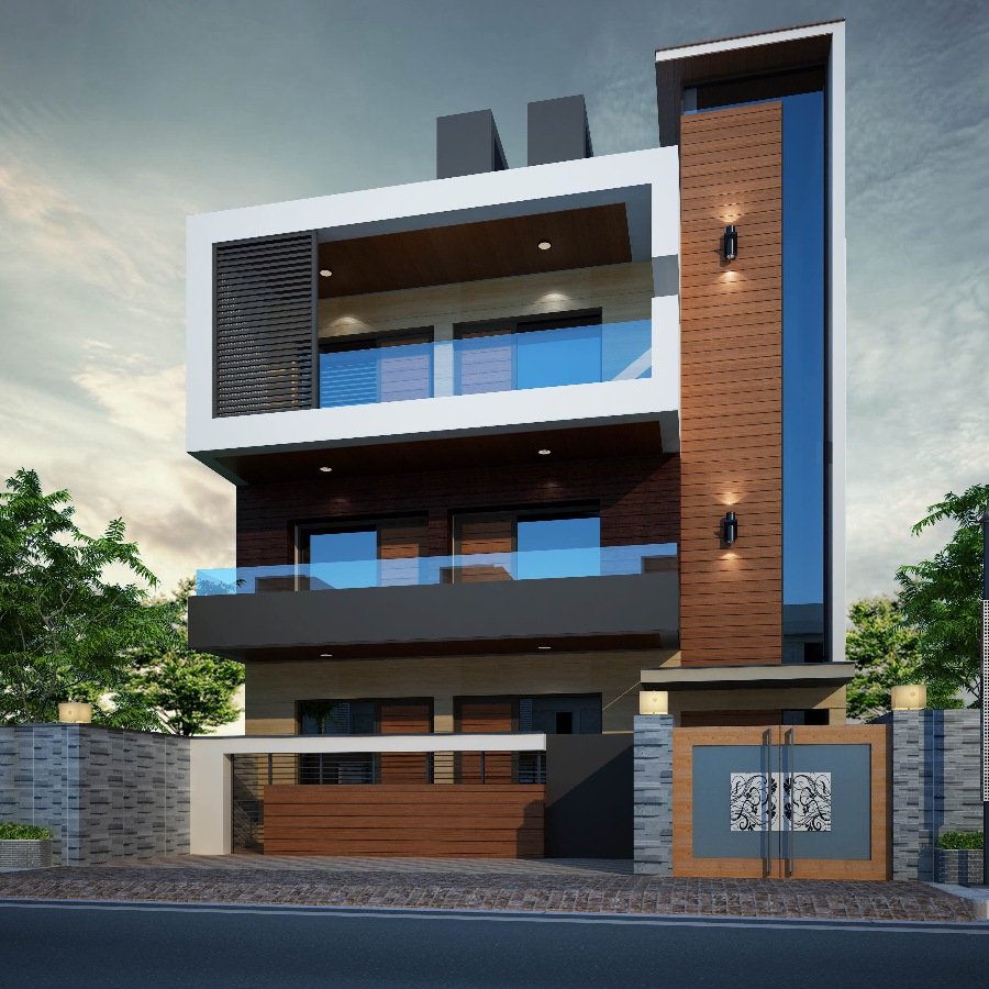 modern two-floor house front elevation designs 