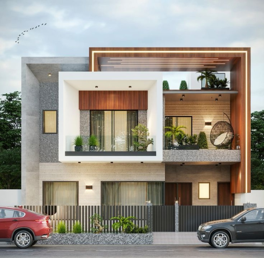 ultra-modern glass normal house front elevation design
