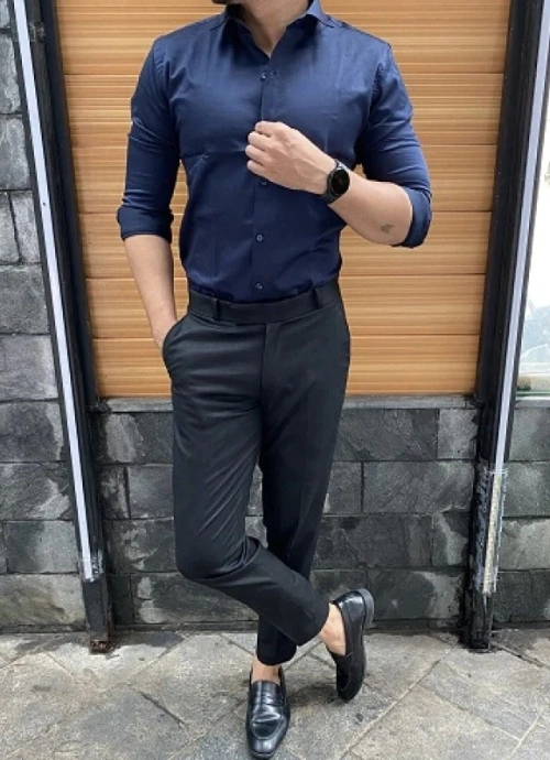 Black Pant With Blue Shirt