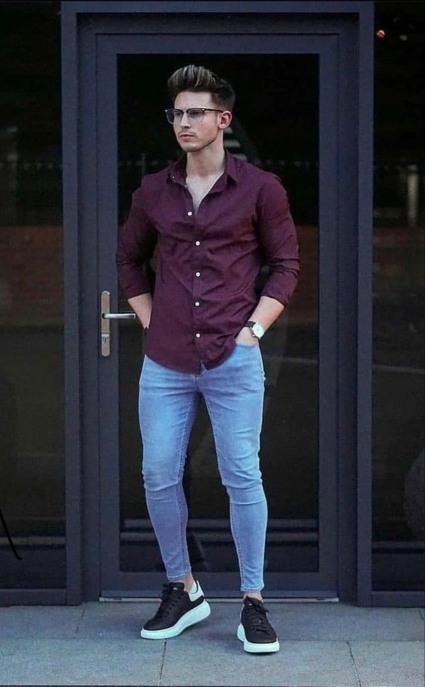 Blue Jeans With Matching Purple Shirt