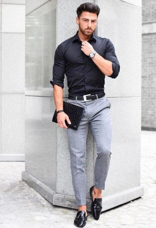 Grey Pant With Black Shirt