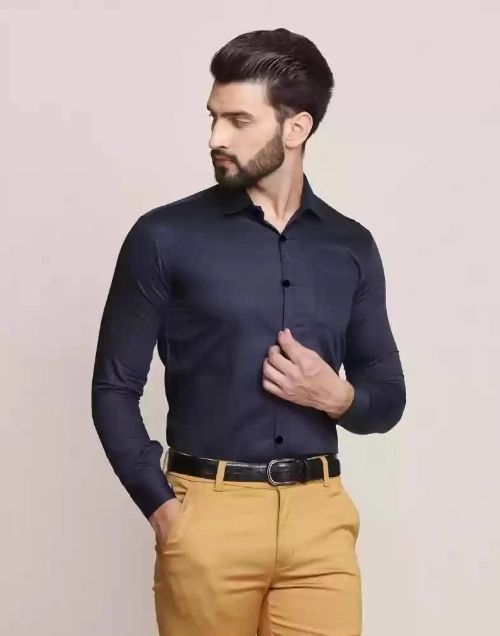 Khaki Pant With Blue Shirt