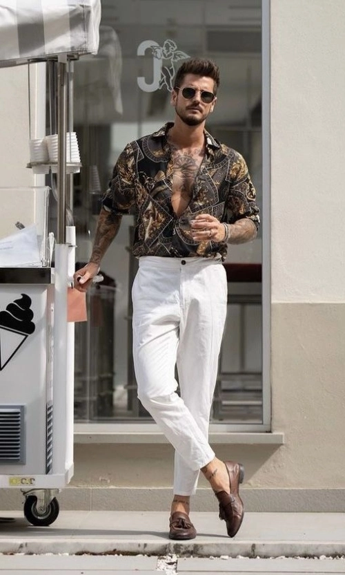 White Pant With Floral Shirt